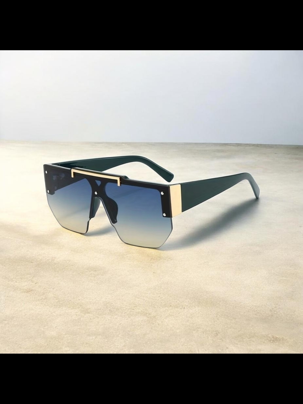 2026 Nutty Women’s Oversized Shield Sunglasses - Green Frame with Blue Gradient